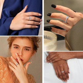 Prosilver 1 Carat White Cubic Zirconia Rings for Women Sterling Silver Wedding Band Ring Size 12