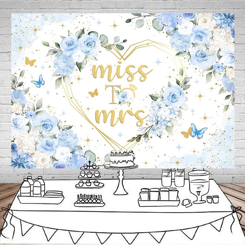 Mocsicka Miss to Mrs Bridal Shower Backdrop Boho Something Blue