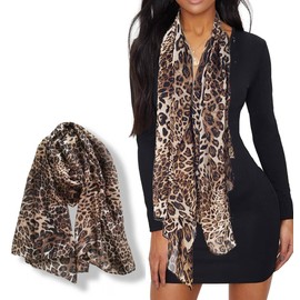 Mealah Leopard-Print-Scarf for Womens - Classic-Cheetah-Wrap-Shawl Long Lightweight Sunscreen Scarf(28"×59")