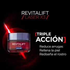  L'Oréal Paris Revitalift Láser X3 Crema de Noche 50ml | Antiedad + Antiarrugas | Con Ácido Hialurónico