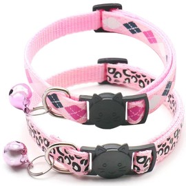 Cat Collar Breakaway, Kitten Collar with Bell for Girl Boy Female Male Cats Soft Nylon