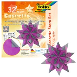 folia 836/3030 Bascetta Star Handicraft set, blue, Paper, Purple/Charcoal, 20 x 20 cm