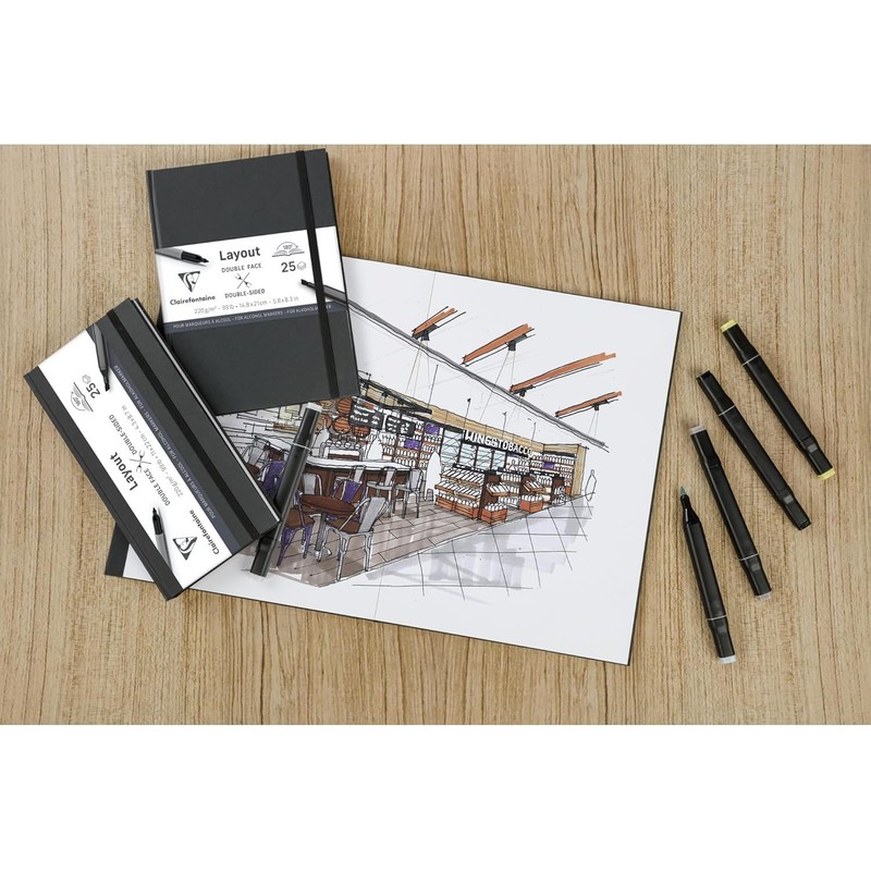 Clairefontaine 975342C Double-Sided Layout Sketchbook, 25 Sheets, DIN A5, 220g,