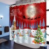 Fabric Shower Curtain with Art Christmas Village Printed for Bathroom