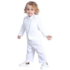 mintgreen Baby Boys' Suits Blazers, Christening Outfits Formal Wear Tuxedo Long Sleeve Costume, White, 2-3 Years, 120