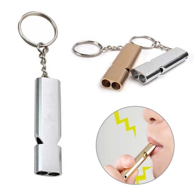 2 Pieces Emergency Whistle Outdoor Survival Safety Whistle Metal Keychain