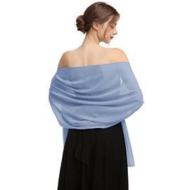 Chales y envolturas de gasa para vestidos de noche para mujer, elegante bufanda suave para novia, estola de boda, Azul (Dusty Blue), Talla única