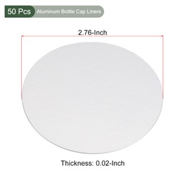 YOKIVE 50 Pcs Aluminum Foil Cap Liner, Tamper Heat Sealer Lid Liners, Great for PET Bottle Jar Cover Sealing (White, Silver, 70mm)