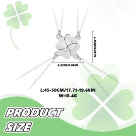 QIBZI Chains for Women, Four Leaf Clover Necklace with Alloy Pendant, Parent-Child Set, Good Friend, 4 Person Combination Necklace (Silver)