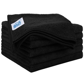HOMEXCEL Black Microfiber Cleaning Cloths 6 Pack, 12.5 x 12.5 inch Microfiber Towel for Cars, Ultra Absorbent Car Washing Cloth, Lint Free Streak Free Cleaning Rags for Car, Kitchen, and Window
