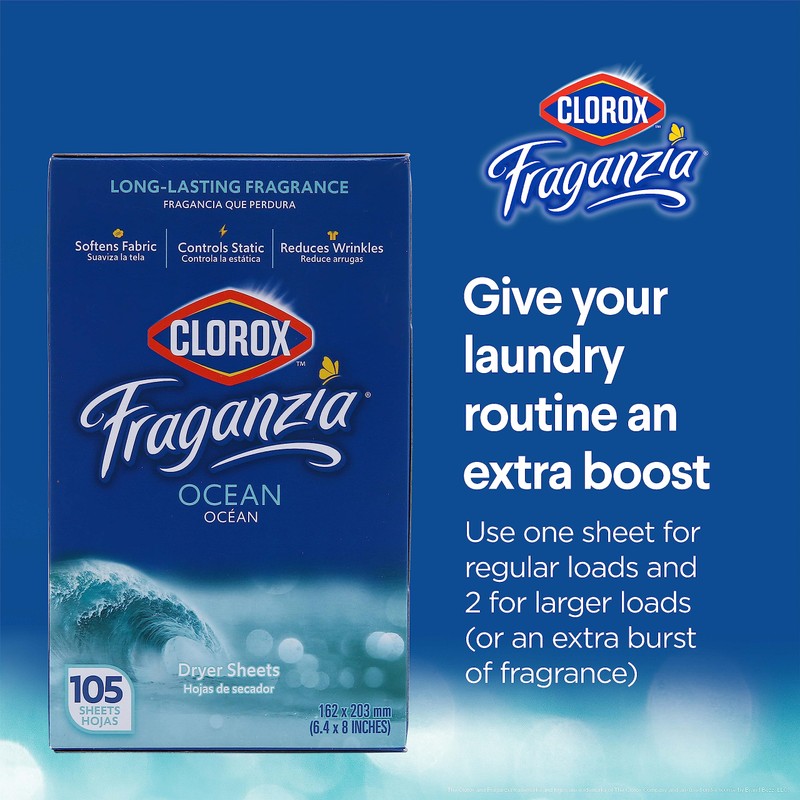 Clorox Fraganzia Dryer Sheets in Ocean Scent, 105 Count |