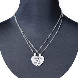 MJartoria BFF Necklace for 2-Valentines Heart Matching Necklace Best Friends Pendant Friendship Necklace Set of 2 Birthday Gifts, alloy+Stainless steel, No Gemstone