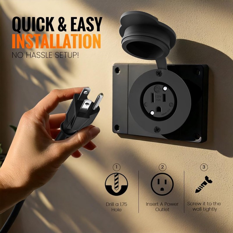 Journeyman-Pro 5279 GCR1 Weatherproof Outdoor Power Outlet, 10 Ft, Black