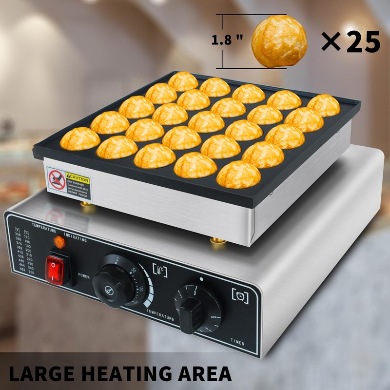 KOOTEN Mini Dutch Pancake Maker, Commercial Electric Pizzelle Maker, 110V
