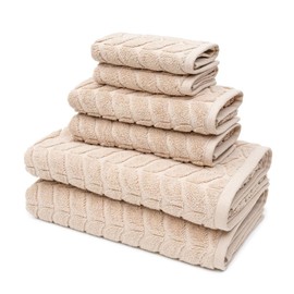 BAGNO MILANO Turkish Cotton Ultra-Soft Plush Absorbent Quick Dry Bathroom Towel Set, Made in Turkey (Sand Beige, 6 pcs Towel Set)