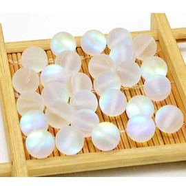 100Pcs Matte Crystal Glass Beads,Moonstone Beads,Exquisite Mermaid Aurora Beads for Jewelry Making Beading and Jewelry Making,Beading Supplies