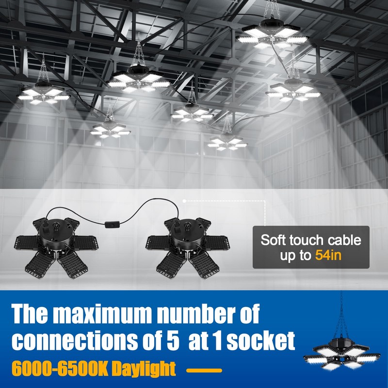 Aoretic LED Garage Lights 4 Pack -180W, 18000LM 6500K Led