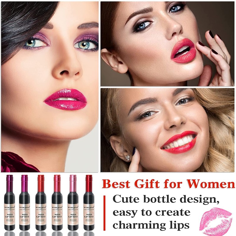 Wine Lip Tint 6 Colors,Liquid Wine Lipstick,Wine Tint Lip Stain,Matte