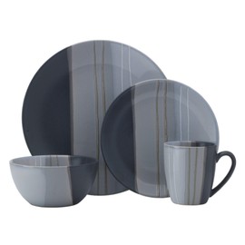 Pfaltzgraff Parker Gray 16 Piece Dinnerware Set, Service for 4, Gray