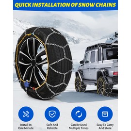 Auto Fixing Snow Chains Tire Chains For Cars Suv Pickup Trucks - Auto Fixing 1 Min Quick Fit AND Easy Installation, Reusable Universal Emergency Traction Snow Chains - Set of 2（HKN120）