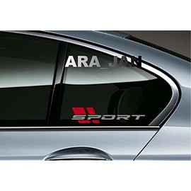 Sport Decal Sticker car Racing Stripe Turbo Window Emblem Logo Motorsport Pair (Silver.RED)