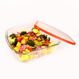 CGNWEEPS 9×9in Square Glass Baking Dish with lid, 2.6QT Deep Square Glass Baking Pan, Microwave and Oven Safe
