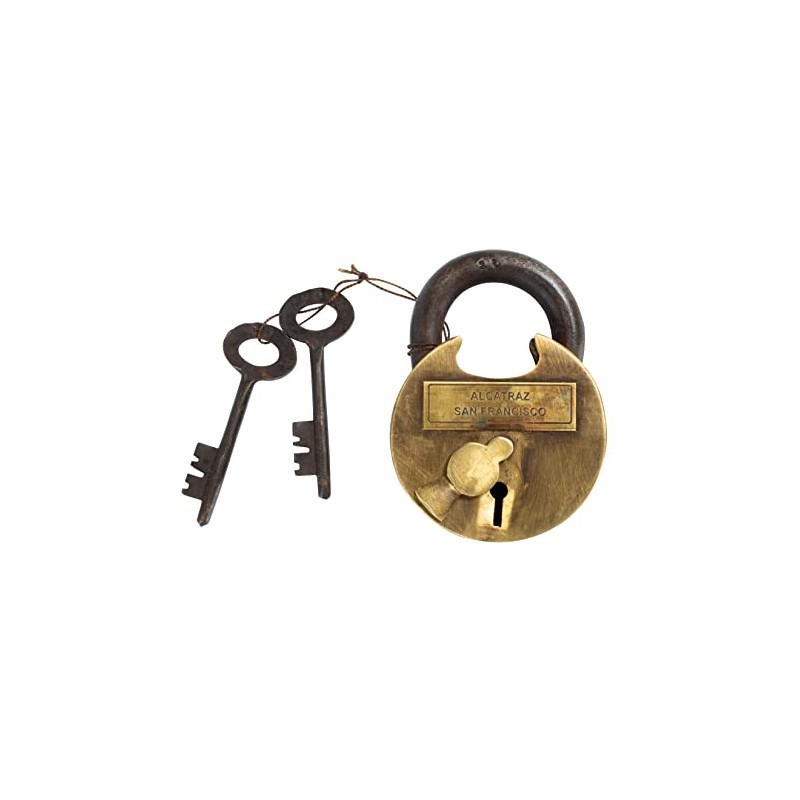 Solid Brass Alcatraz San Francisco Prison Padlock Lock with Keys