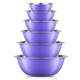 JoyJolt Stainless Steel Mixing Bowl Set of 6 Mixing Bowls (Veri Peri). 5qt Large Mixing Bowl to 0.5qt Small Metal Bowl. Kitchen, Cooking and Storage Nesting Bowls. Dough, Batter and Baking Bowls