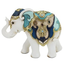 ICE ARMOR 7.75" W White and Blue Thai Elephant Figurine Statue Sculpture Ornament Decoration Home/Room Decor Ideas for Housewarming, Holidays and Birthdays Great Collectible Addition