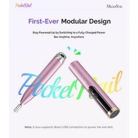 MelodySusie PocketNail Cordless Nail File, PC100GR Pen-Shaped Portable Nail Drill 20,000RPM, Pink