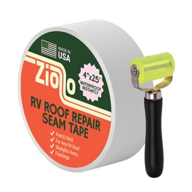 Ziollo RV Roof Repair Seam Tape with Roller - 4" x25' Waterproof Tape for Campers, Motorhomes & Trailers - Works on EPDM, TPO, Metal & Fiberglass (White)