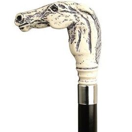 Unisex Racehorse Head Cane Black Shaft -Affordable Gift! Item #HAR-9108008