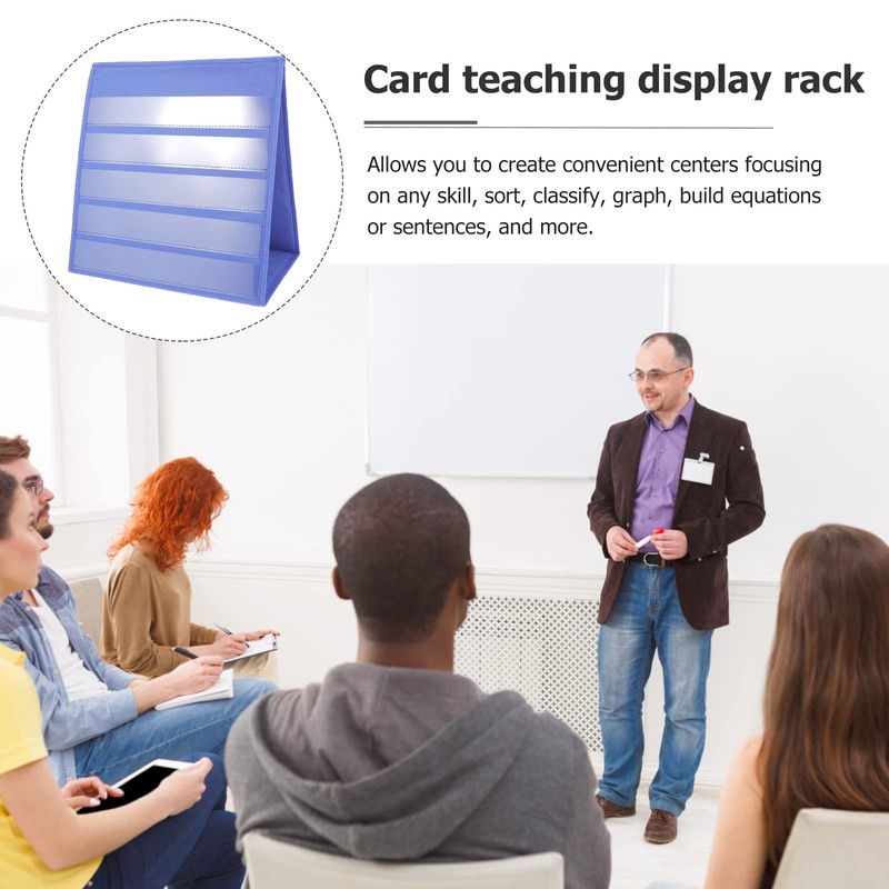 Toyvian Tabletop Desktop Pocket Chart with 20 Dry Erase Cards