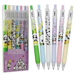 Maydahui 30 Pcs Kawaii Panda Pens Retractable Panda Gel Pen Cute Little Bear Flower Print Animal Pens Black Ink Comfortable Grip for School Home Office Supplies Party Goodie Bags