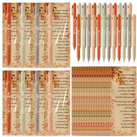 Sayglossy 24 Sets Thanksgiving Gifts Set Fall Motivational Ballpoint Pen Inspirational Fun Plastic Pens with Autumn Thanksgiving Thank Cards for Coworker Employee Office Party Favor