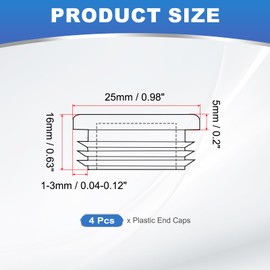 PATIKIL 1 Inch Plastic Tubing End Caps, 50 Pcs Round Hole Plug Insert for Round Iron Pipe Chair Leg Table Bookshelves Patio Furniture, Black