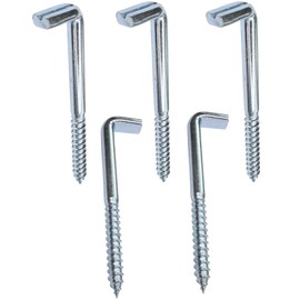 AERZETIX - C47889 - Pack of 5 - Small L-shaped Hooks for Hanging Ø 5.8 x 80 mm - Threaded Wood Screws - Screw-on Heel Hinge - Screw Bolt on Square Piton