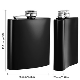 Hillside-Kit Hip Flask Pocket Alcohol Dranking Flask 6 OZ Stainless Steel Leak proof with Funnel Flask set (Black)
