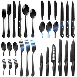 Kitchen cutlery set, 30pcs cutlery set, including steak knife, spoon, fork and 6-piece knife set
