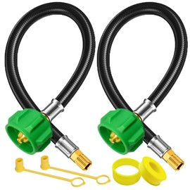FJXBYWM 2 Pack 15" RV Propane Hose with 1/4" Male NPT & Qcc1/Typel,Propane Hose-Camper Propane Hose for RV Two-Stage Regulator-Dual LP Tank,Propane Tank Hose for BBQ,Outdoor Cooking,Camping,350PSI.