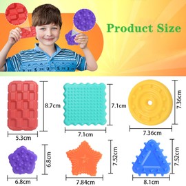 6 PCS Sensory Stones, Sensory Toys, Sensory Toys for Autism, Fidget Stress Toys for Students Anxiety Relief, Social Emotional Feelings Toys-Texture Sensory Fidget Toy （Random Color） ﻿