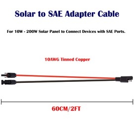 iGreely Solar Panel to SAE Adapter 10AWG Cable Conector Charger Kit for RV Solar Panel Battery 2ft/60cm