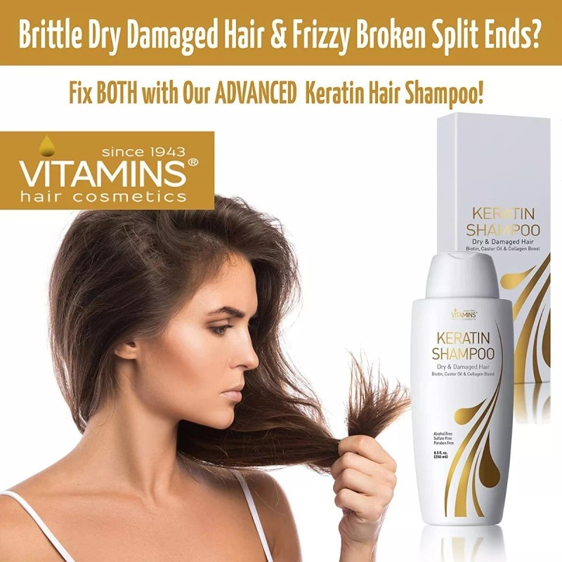 VITAMINS hair cosmetics Champú De Queratina Tratamiento Biotina-coláge, Anticaída