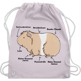 Shirtracer - Gym Bag Backpack - Animals Guinea Pig Rabbit & Co. - Guinea Pig Anatomy, 07 Pastel Pink