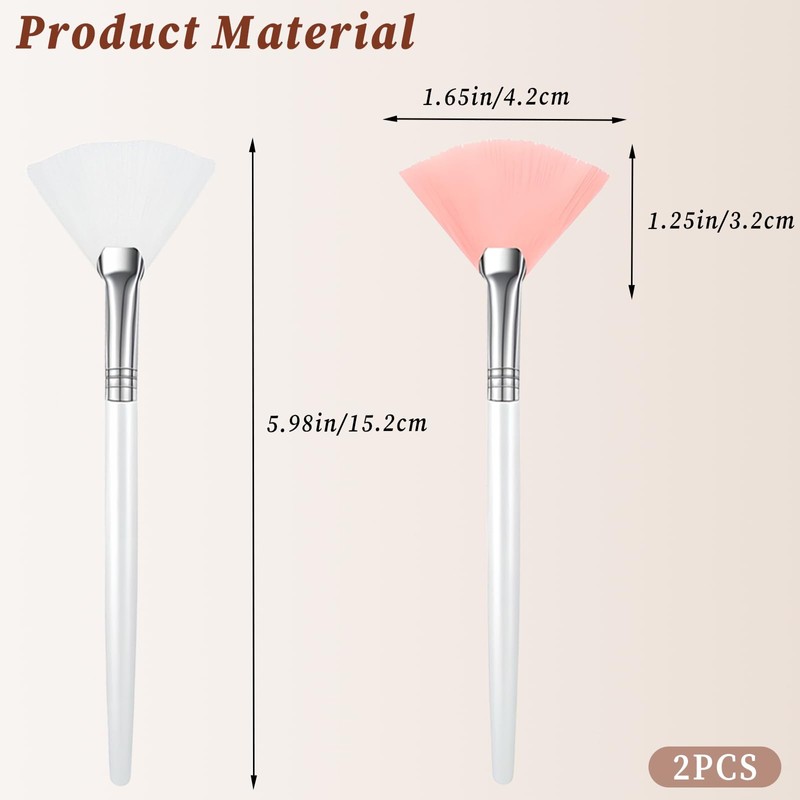 Facial Fan Brushes Set of 6- Pink & White, Soft