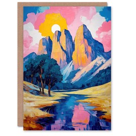 Artery8 Greeting Card Colorado Mountain Peaks Colourful Landscape Blank For Him Or Her Art Birthday Card