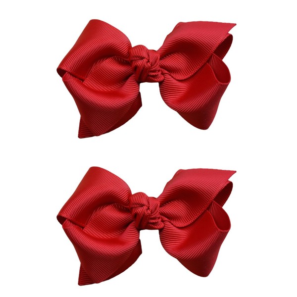 3 Inch Girls Boutique Hair Bow Set By Funny Girl Designs (Red)