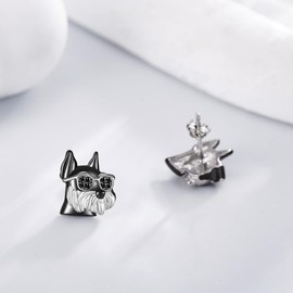 DAYLINLOVE Schnauzer Stud Earrings S925 Sterling Silver Schnauzer Earrings Cool Dog Jewelry Gifts for Women Schnauzer Lovers