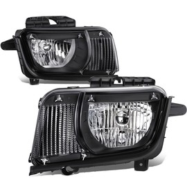 Auto Dynasty LED DRL Headlights Assembly Compatible with 2010-2013 Chevy Camaro, Driver and Passenger Side Halogen Headlamps Replacement w/DRL Turn Signal, Black Housing Clear Corner