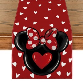 Linen Watercolor Valentines Day Table Runner Galentines Day Tablelcoth Valentines Day Decorations for Home Party